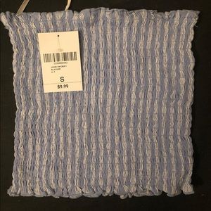 Blue & white striped tube top